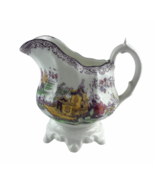 Antique Staffordshire Transferware Jug Creamer Asian Pattern Purple Mark... - $42.08