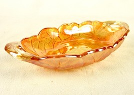 Indiana Marigold Carnival Glass Celery Dish, Lily Pons Sunflower Pattern, 1950s - £11.49 GBP