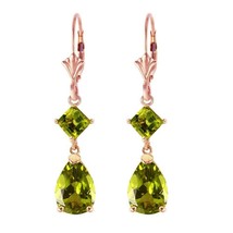 4.5 Carat 14k Solid Rose Gold Green Peridot Gemstone Dangle Earrings - £336.46 GBP