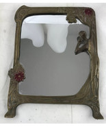 Vintage Art Nouveau Revival Brass Vanity Mirror Echo Maiden Looking In G... - $84.08 CAD