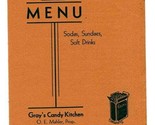Gray&#39;s Candy Kitchen Menu Berea Ohio O E Mahler Proprietor 1950&#39;s Sodas ... - $54.55