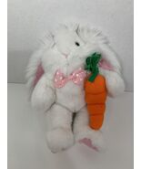Applause Harvey 53579 plush white Easter bunny rabbit pink bow holding carrot - $10.29