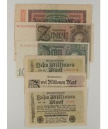 1923-1929 Allemagne 6-Note Currency Kit Weimar République Trésor Reichsb... - $70.30