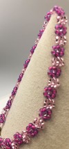 Glitzy Pink Flowers Beaded Bracelet silver Accents Fashion minimalist NEW - £12.64 GBP