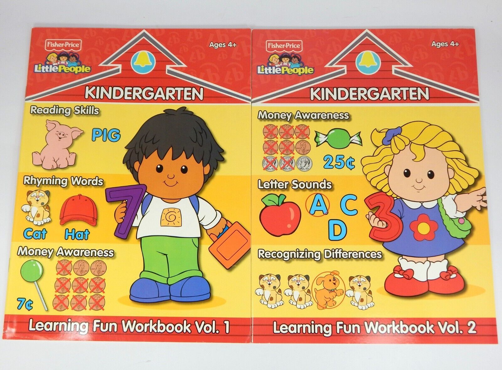 Fisher-Price:  KINDERGARTEN LEARNING FUN WORKBOOK Vol. 1 &amp; 2, 2 Book Set... - $5.69