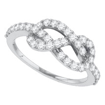 10k White Gold Womens Round Diamond Infinity Knot Woven Ring 5/8 Cttw - £557.46 GBP