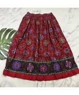 Design Partnership Womens Vintage 90s Pleated Maxi Skirt Size 14 Red Flo... - $40.60 CAD