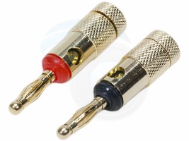 2Pcs Premium Quality 24K Speaker Connector Banana Plugs Red and Black - £7.05 GBP