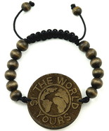 Mundo Brazalete Nuevo Buen Madera Estilo Ajustable Tirar Cuerdas Macrame... - $14.23