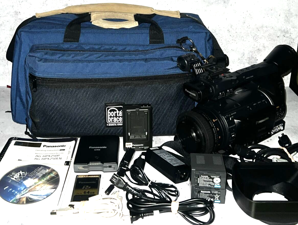 Panasonic AG HPX250P P2 HD Camcorder Professional 77 Hours 22x Complete Package - $884.16