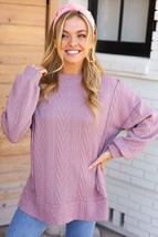 Back To Basics Mauve Jacquard Cable Pullover Top - £18.09 GBP