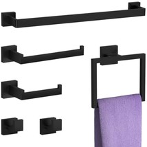 5-Pieces Matte Black Bathroom Hardware Accessories Set, Heavy Duty Bath Towel Ba - $67.99