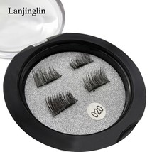 LANJINGLIN 1 Pair Magnetic Eyelashes  Long Handmade 3D Mink Lashes Makeup Set Ex - £15.10 GBP