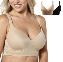 Rhonda Shear 2-pack Molded Cup Bra with Mesh Back Detail - 732-406 Black Beige - £21.77 GBP