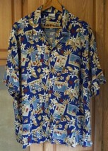 VTG Disney Store Men XL Mickey Minnie Mouse Hawaiian Aloha Postcard Shirt (HH) - £34.42 GBP