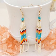 Native Style Jewelry Boho Ethnic Earring For Women Handmade Beaded Ear Rings Han - £18.70 GBP