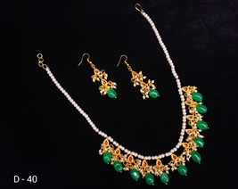 Kundan Meena Wear One Layer Muslim Punjabi Bridal Earrings Jewelry Necklace Set - $19.59