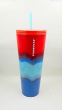 Starbucks Acrylic Red Green Blue Wave Cold Drink Cup 2020 Venti Tumbler 24 OZ - £22.39 GBP