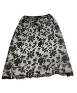 Dijon New York Black Floral Lace Half Slip - Medium - $14.85