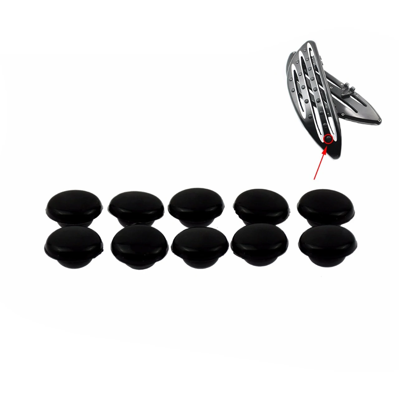 Motorcycle 10pcs Floords Pads Gloss Black Foot Rest Footpeg Caps  Harley Touring - £262.97 GBP
