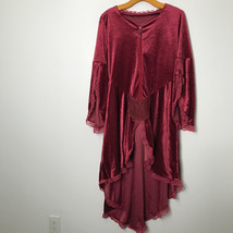 Vintage Robe M Lolita Regency Burgundy Core Velvet Ruffle Zip Juliet Lon... - £33.29 GBP