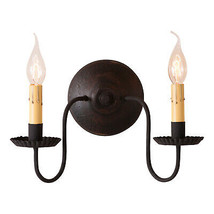 &quot;ASHFORD&quot; Wall SCONCE WOOD &amp; METAL LIGHT Handcrafted Distressed, BLACK - $169.95
