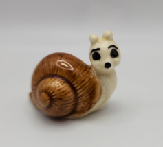 Vintage Miniature Bone China Snail w/ Brown Shell 1.5&quot; - £7.78 GBP