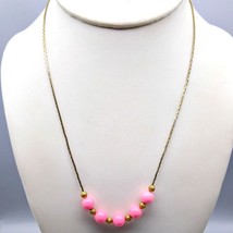 Vintage Pink Slide Bib Necklace, Graduated Beads on Gold Tone Delicate Chain - £20.11 GBP