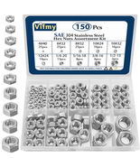 150-Piece SAE Hex Nut Assortment Kit, 304 Stainless Steel Hardware Nuts - $297.58 MXN