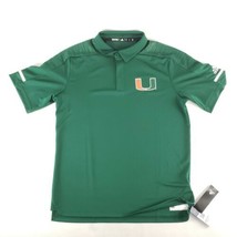 Miami Hurricanes NCAA Adidas Coach Raglan Sleeve Mens Polo S Green Clima... - £21.29 GBP