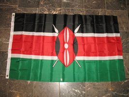 3X5 Kenya African Shield Spears Maasai Swahili Flag 3&#39;X5&#39; Banner Brass Grommets - £4.63 GBP