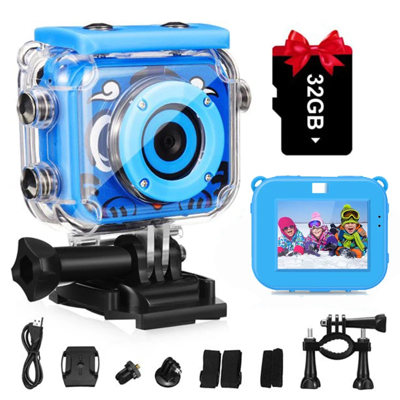 Waterproof Kids Camera HD 1080P Underwater Children Digital Camera Outdoor Bike - £34.66 GBP+