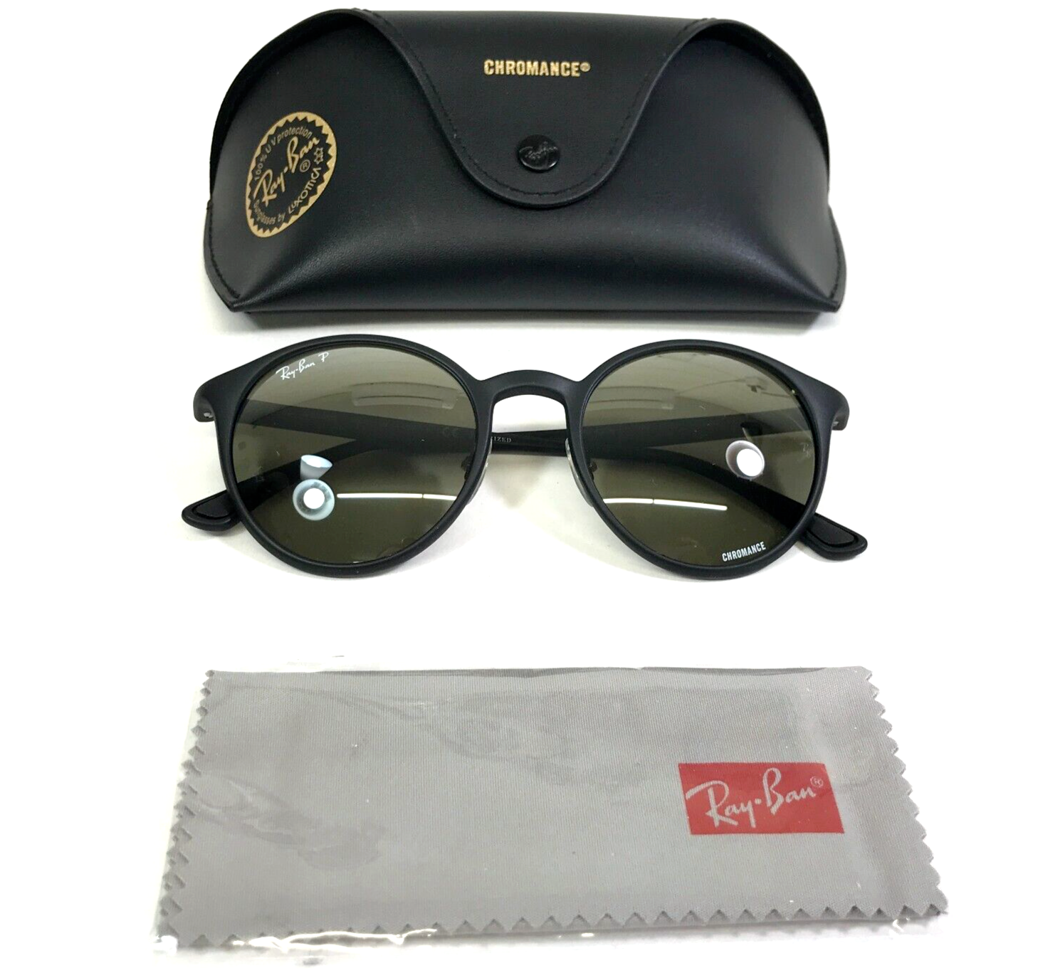 Ray-Ban Sunglasses RB4336-CH 601-S/5J Chromance Matte Black Frames Gray Lenses - $217.79