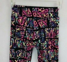 Lularoe One Size Leggings Black With Bright Multi-Color Design - $10.88