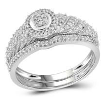 10kt White Gold Round Diamond Bridal Wedding Engagement Ring Band Set 1/... - $7,472.78 MXN