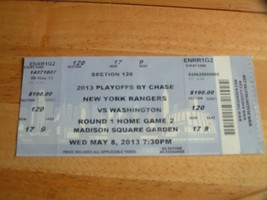 NHL NY Rangers Vs 2013 Playoffs Vs Washington Capitals 5/8/13 Ticket Stub - $2.96