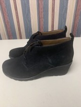 DANSKO Cadee Oxford Wedge Heel Womens Size 7 EU 37 Black Nubuck Shoes - £38.78 GBP