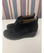 DANSKO Cadee Oxford Wedge Heel Womens Size 7 EU 37 Black Nubuck Shoes - £38.69 GBP