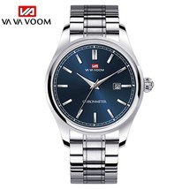 Simple Blue Belt Watch Men&#39;s Business Casual Calendar Quartz Watch - £16.78 GBP