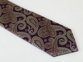 Mens Narrow Tie/Hankie Set Woven Vito Rofolo VTR-111 Wine Tan Paisley image 3