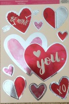 Static Window Clings Valentines Day Foil Hearts Be Mine Love XO New - £7.08 GBP