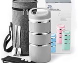 Stainless Steel Thermal Compartment Lunch/Snack Box, 3-Tier Insulated Be... - $55.99