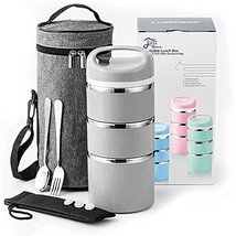 Stainless Steel Thermal Compartment Lunch/Snack Box, 3-Tier Insulated Be... - £43.84 GBP