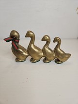 Vnt Brass Geese Ducks Four In A Row - $18.69
