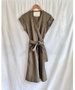 Not Perfect Linen Women S/M Brown Wrap Dress Pockets 100% Linen EUC - $1,567.54 MXN