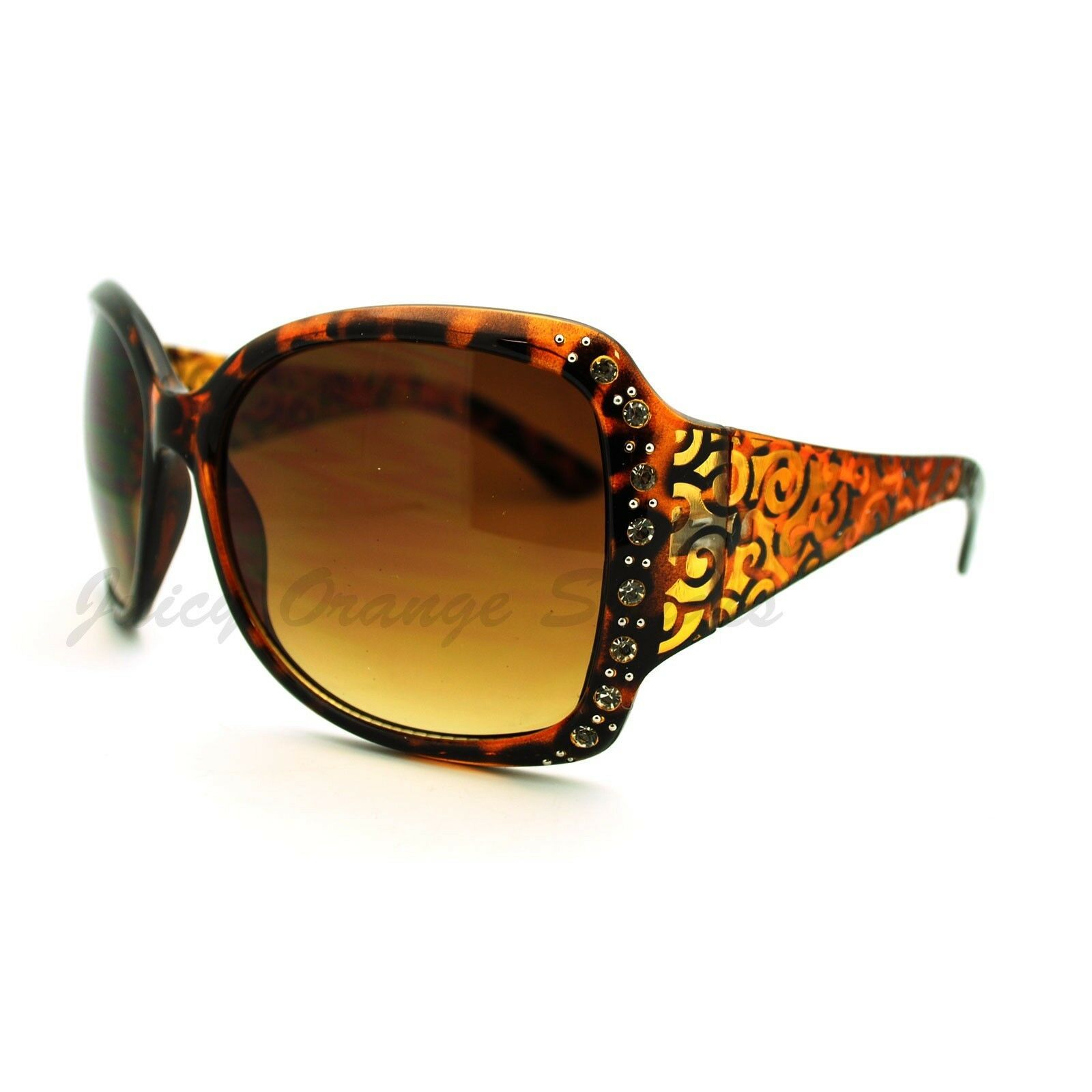 Swirly Pattern Rhinestone Sunglasses Womens Oversize Square Frame - $7.87+