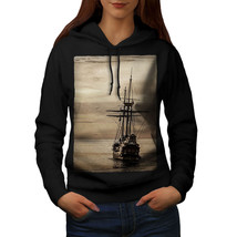 Wellcoda Ship Old Ocean Vintage Womens Hoodie, Sea Casual Hooded Sweatshirt - £29.52 GBP
