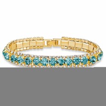 PalmBeach Jewelry Birthstone and Crystal Goldtone Bracelet 7&quot; - £27.64 GBP