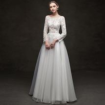 A-Line Wedding Dress Long Sleeve with Crystal Beading - $189.99