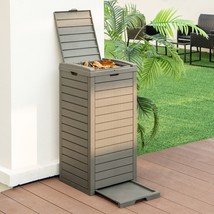 31-Gallon Heavy Duty Coffee Brown Plastic Outdoor Trash Can with Bottom Liqui... - £135.17 GBP